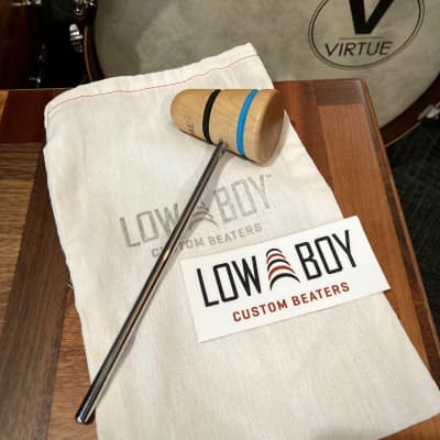 Low Boy Custom Bass Drum Beater - VIRTUE Stripes Standard - Natural Maple Wood Kick Pedal Blue Black image 5