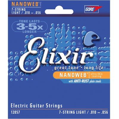 Elixir 12057 Nanoweb Light 7-String Electric Guitar Strings (10-56) image 2