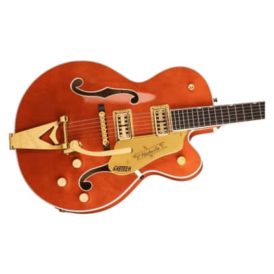 Gretsch G6120TG Players Edition Nashville 6-String Right-Handed Hollow Body Electric Guitar with String-Thru Bigsby, Gold Hardware, and Ebony Fingerboard (Orange Stain) image 3