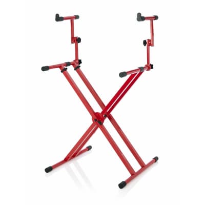 Gator Cases Frameworks Heavy-Duty 2 Tier "X" Style Keyboard Stand with Rubberized Leveling Feet; Red Color - GFW-KEY-5100XRED image 4