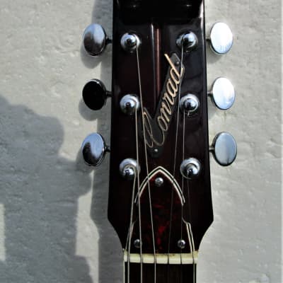 Conrad Violin Shape Guitar, 1960's,  Sunburst, Hang Tags, Scroll Headstock, Original Case image 3