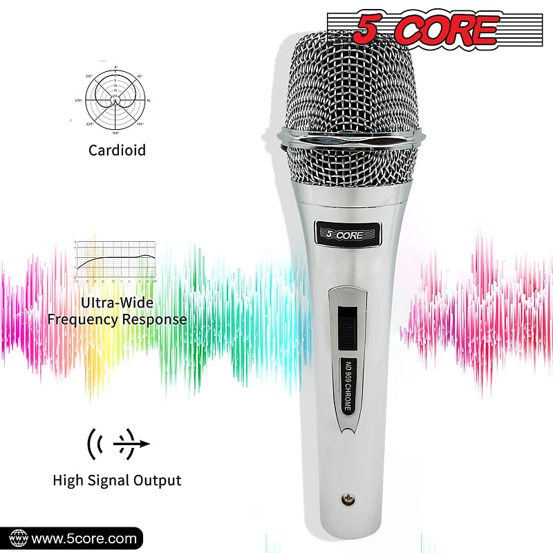 5 Core Microphone Professional Dynamic Karaoke XLR Mic with ON OFF Switch  Handheld Micrófono for Singing Podcast Speeches Includes Cable Mic Holder  Carry Bag ND-26X