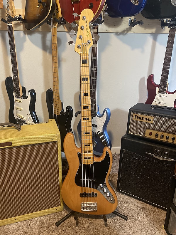 Squier Classic Vibe '70s Jazz Bass V with Maple Fretboard 2019 Natural image 1