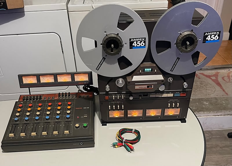 TASCAM 34 1/4 4-Track Professional Tape Recorder and TASCAM MM20 mixer  SERVICED CERTIFIED