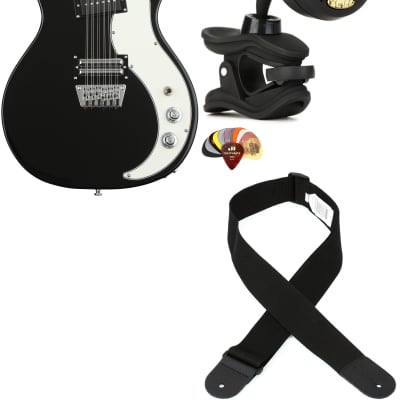 Danelectro 59X12 12-string Electric Guitar - Black  Bundle with Snark ST-8 Super Tight Chromatic Tuner... (4 Items) for sale
