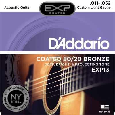 D'Addario EXP13 Coated 80/20 Bronze Acoustic Guitar Strings, Custom Light, 11-5 image 1