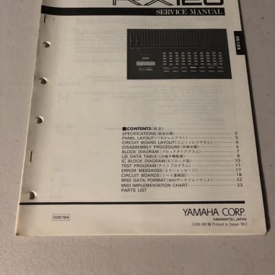 Yamaha  RX120 Digital Rhythm Programmer Service Manual 1988