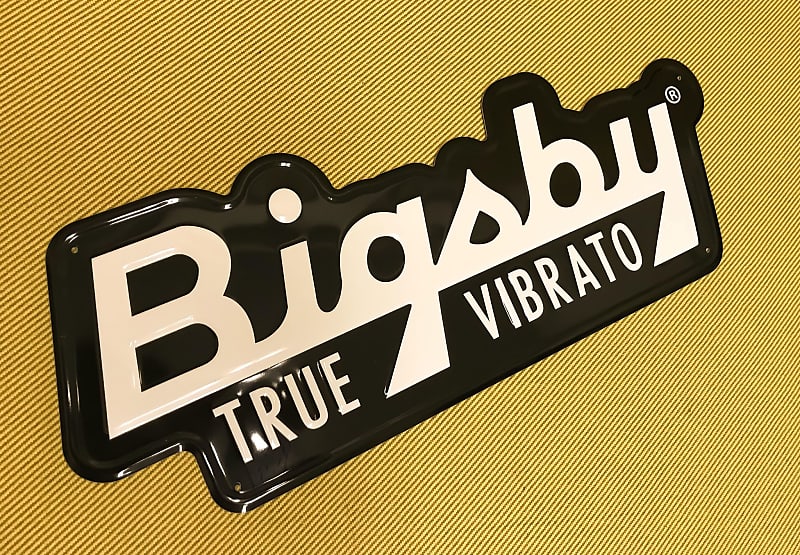 180-2846-100 Bigsby True Vibrato Bass/Guitar Logo Tin Sign 0.05x8.50x21.30 image 1