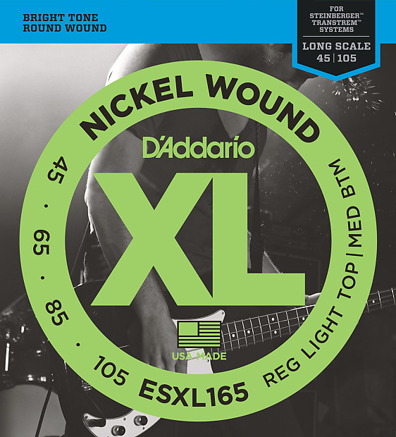 D'Addario ESXL165 Nickel Wound Bass Guitar Strings Medium 50-105 Double Ball End Long Scale image 1