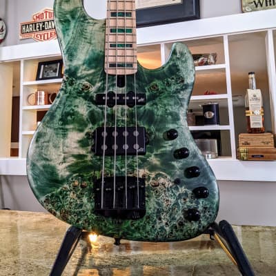 Mayones Jabba JMM 4-String Bass Guitar: Antique Emerald Green Finish, Poplar Eye Top image 4