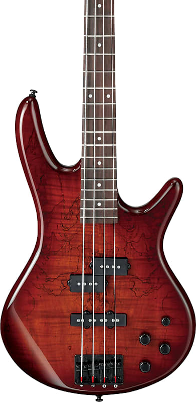 Ibanez GSR200SM 4-String Spalted Maple Bass Guitar, Charcoal Brown Burst image 1