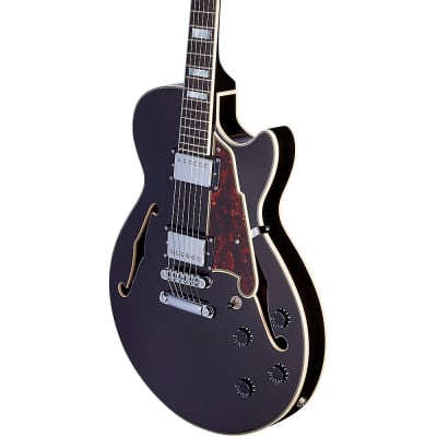 D'Angelico Premier SS Semi-Hollow Electric Guitar with Stopbar Tailpiece Black Flake image 6