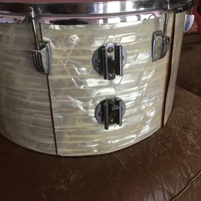 Ludwig  Marching Percussion Timp-Tom Trio #570 with #525 Carrier Early 1970’s - White Marine Pearl WMP image 14