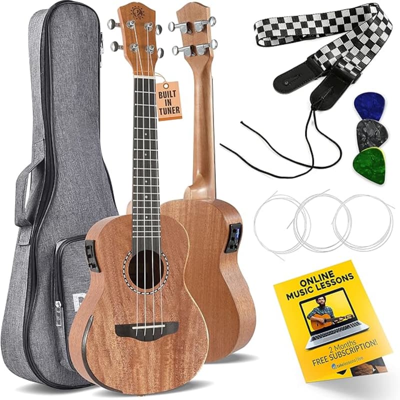 Luna Mo'O Mahogany Acoustic/Electric Concert Ukulele With Lizard