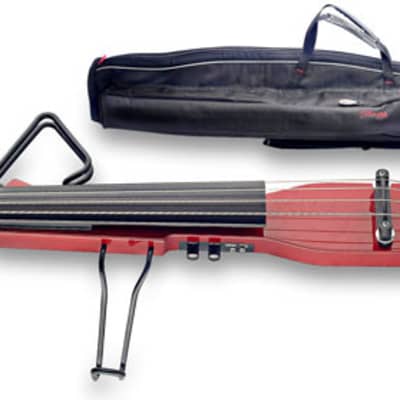 STAGG Transparent Red Electric Double Bass with Gigbag Plus 1/4" Output EUB Electric Upright Bass image 2
