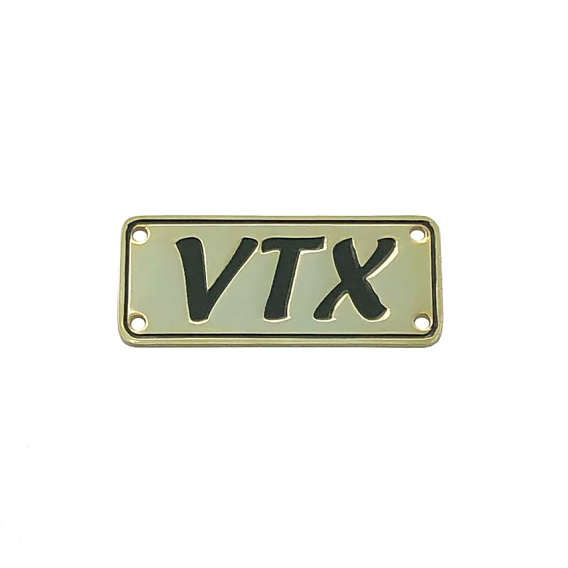 Vox VTX Valvetronix Logo, Brass with Black Letters image 1