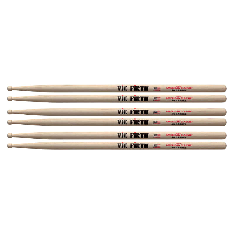 Vic Firth American Classic 5A Barrel Drum Sticks (3 Pair Bundle) image 1