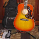 NOS 2015 near A+ Epiphone Hummingbird Pro Faded Cherry Acoustic Electric Guitar +bag, pw,sticker
