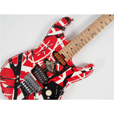 EVH Striped Series Frankie, Maple Fingerboard, Red/White/Black Relic image 3