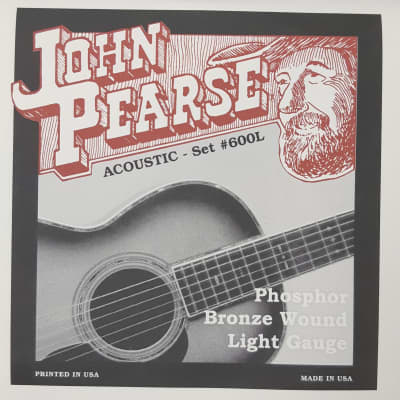 John Pearse Strings 3 Pack 600L phosphor bronze acoustic light strings .012-.053 for sale