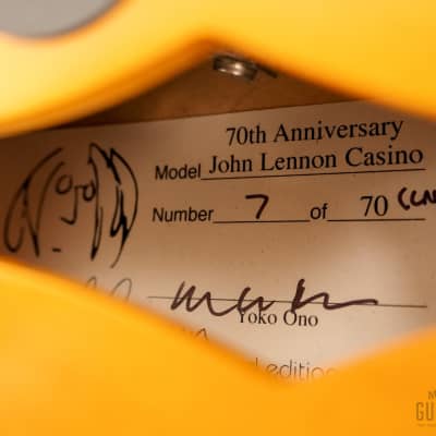 2010 Epiphone USA John Lennon 1965 Casino Revolution 70th Anniversary 1 of 70, Yoko Ono-Signed w/ Case, COA, Tags image 8