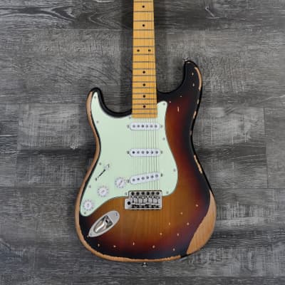 AIO S3 Left Handed Electric Guitar - Relic 3-Tone Sunburst (Maple Fingerboard) for sale
