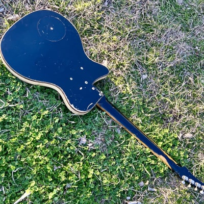 1959 Silvertone Model 1444 Danelectro Made Dolphin Nose Bass Guitar Black over Copper image 17
