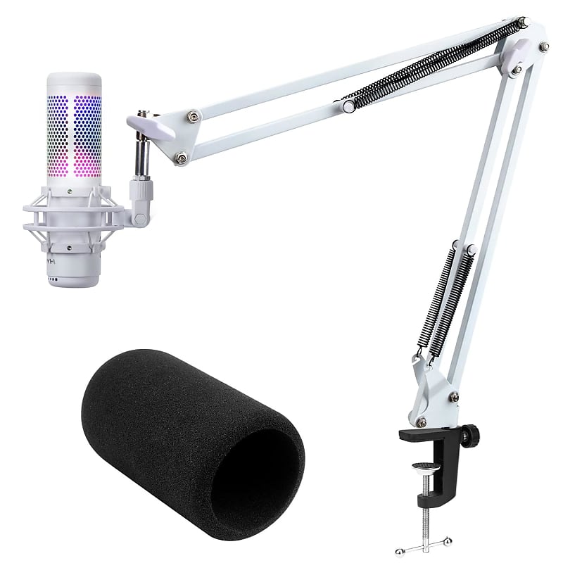 White QuadCast Boom Arm for HyperX QuadCast S- Microphone