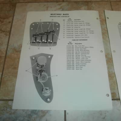Vintage Late 1970's Fender Mustang Bass Replacement Parts List and Price List! Case Candy! image 2