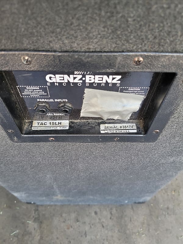 ジャンク品】GENZ-BENZ スピーカーキャビネット TAC 15LH クリアランス ゲンツベンツ