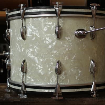 1970's Slingerland 'New Rock Outfit' in White Marine Pearl 14x22 16x16 9x13 8x12 image 18