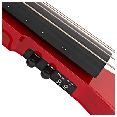 STAGG Transparent Red Electric Double Bass with Gigbag Plus 1/4" Output EUB Electric Upright Bass image 3