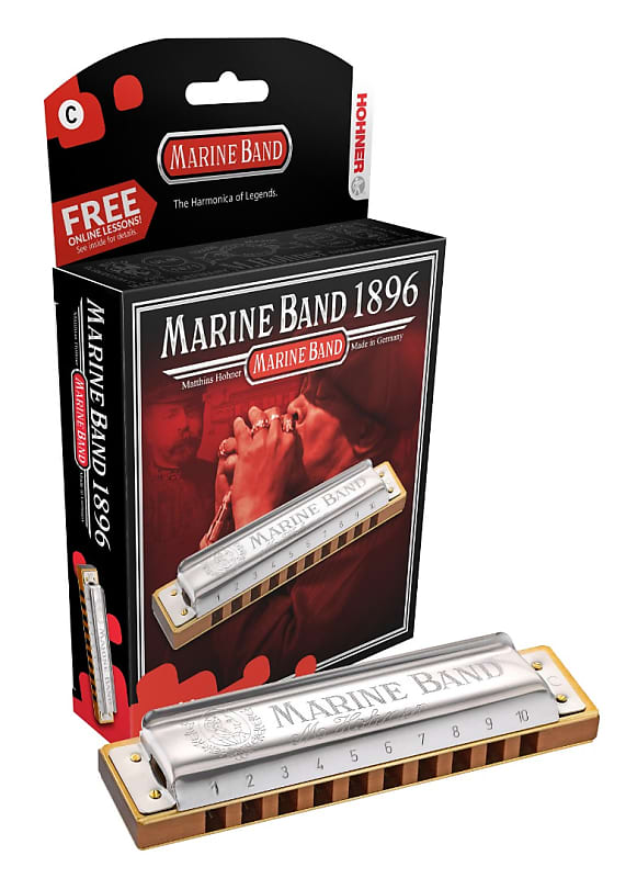Hohner Marine Band Harmonica 1896BX Key of Eb (E FLAT) with Bonus Mini Harmonica image 1
