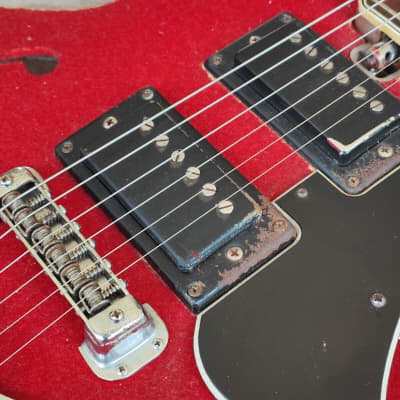 1960's Kawai Japan Vintage Hollowbody Electric Guitar (Red Felt) image 4