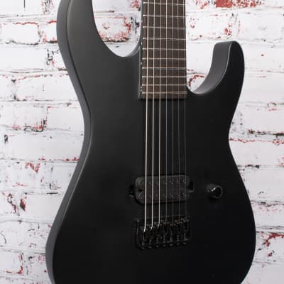 ESP LTD M-7BHT - 7 String Electric Guitar - Black Satin/Macassar Ebony image 12
