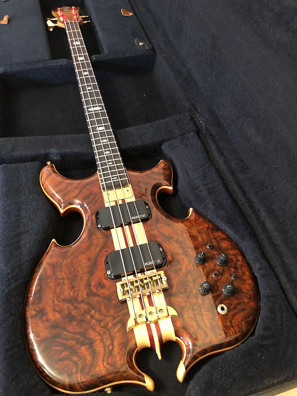 Alembic Mark King Signature Triple Omega Heart Bass Guitar LEDs Burl Walnut top