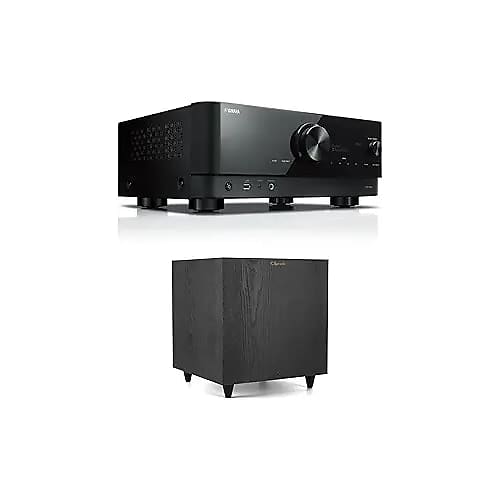 Yamaha RX-V6A 7.1-Channel AV Receiver with MusicCast + Klipsch R-80SWi 8-inch 150W Wireless Subwoofer with High Performance Driver for Deep Bass Bundle  			