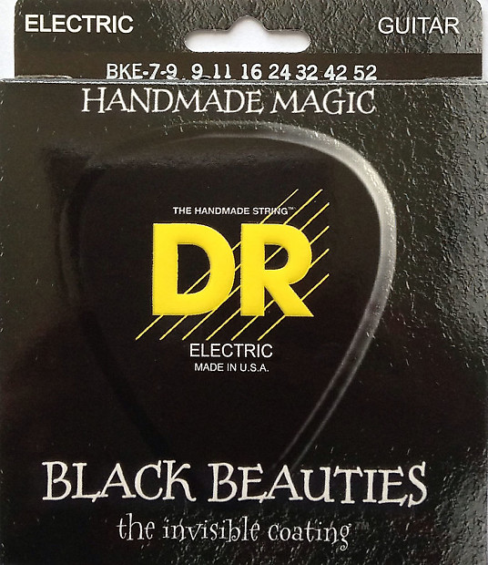 DR BKE7-9 Black Beauties Coated 7-String Guitar Strings - Lite 9-52 imagen 1