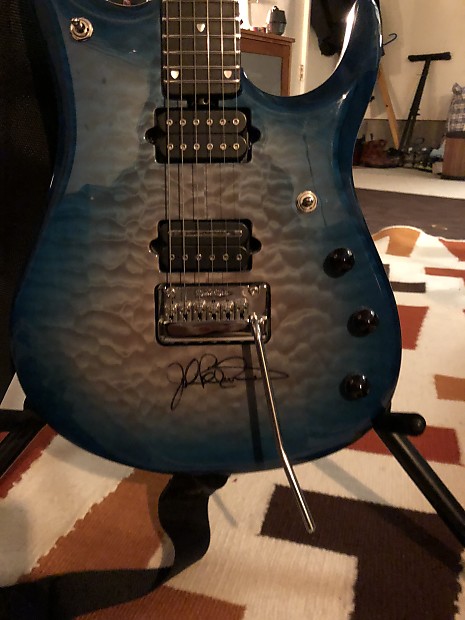 John Petrucci Autographed Music Man JP12 BFR 2014 Bali Blue Burst image 1