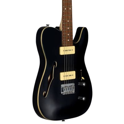 Michael Kelly 59 Thinline Semi-Hollow Electric Guitar (Gloss Black)(New) image 9