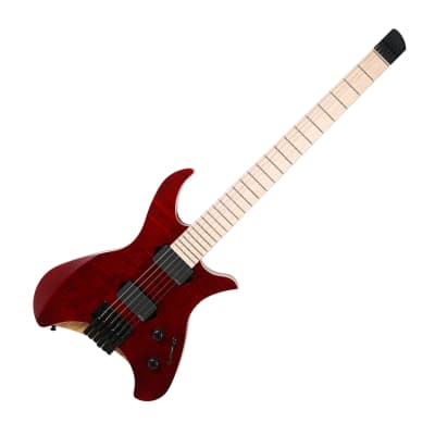 Corona Aphrodite APE-1500 Trans Red Electric Guitar Flame EMG Headless Unique image 1