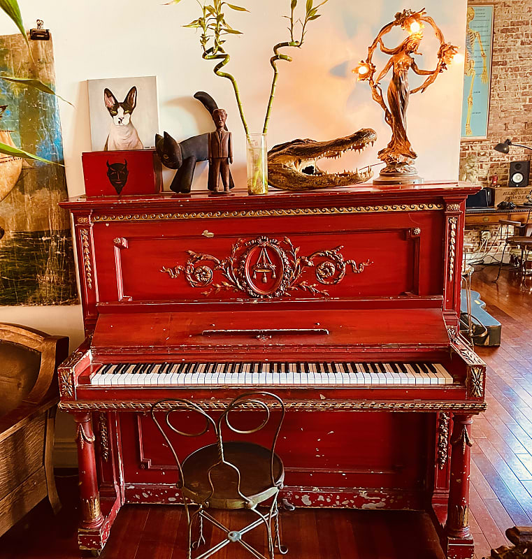 Steinway&Sons Capo D,Astro 1906 Red and Gold Reverb