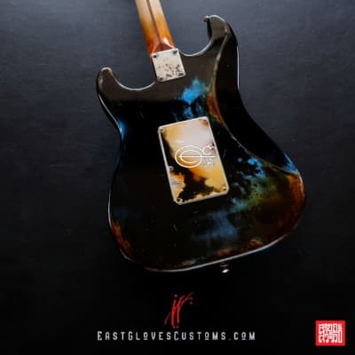 Fender Stratocaster Floyd Rose Black/Blue Heavy Aged Relic by East Gloves Customs[$280 Off for Limited Time Only] image 8