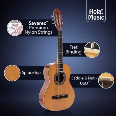 Classical Guitar with Savarez Nylon Strings - Full Size (39") image 2
