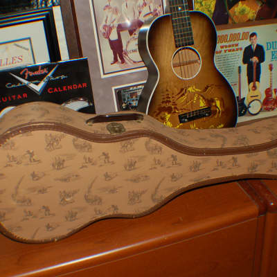 1955 Roy Rogers Cowboy Guitar 1/2 size Neck Reset Pro Setup Original Soft Shell Cowboy Case image 10