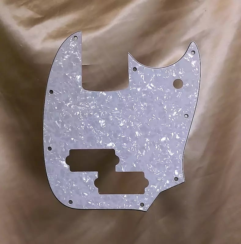 Fender Mustang PJ Bass Pickguard (White Pearloid) Reverb