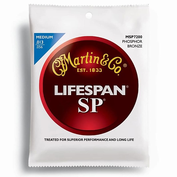 Martin MSP7200 SP Lifespan 92/8 Phosphor Bronze Medium Acoustic Strings image 1