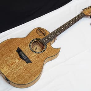 Dean EXQA12 GN Exhibition Quilted Ash 12-String Dreadnought with Cutaway and Electronics Natural