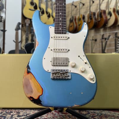 Agostin Custom Guitars Classsic S Relic, Faded Lake Placid Blue Over Sunburst image 1