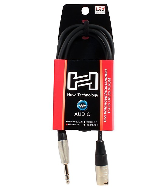 Hosa HSX-005 REAN 1/4" TRS to XLR3M Pro Balanced Interconnect Cable - 5' image 1